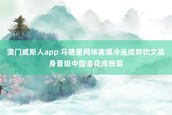 澳门威斯人app 马德里网球赛爆冷连续郑钦文孤身晋级中国金花成独苗