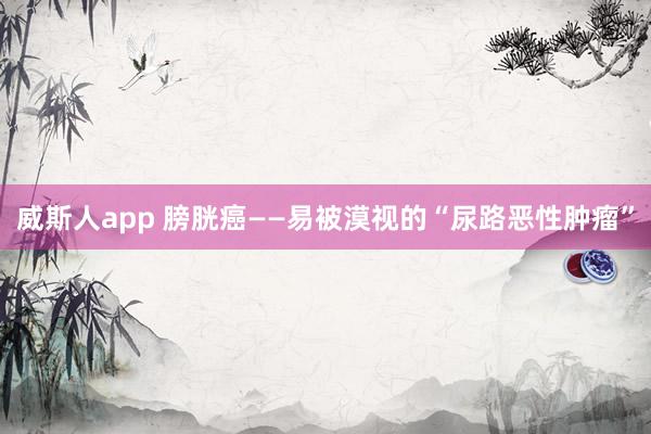 威斯人app 膀胱癌——易被漠视的“尿路恶性肿瘤”