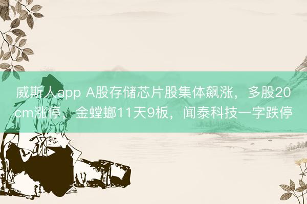 威斯人app A股存储芯片股集体飙涨，多股20cm涨停，金螳螂11天9板，闻泰科技一字跌停